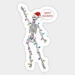 Happy holidays skeleton with garland Sticker